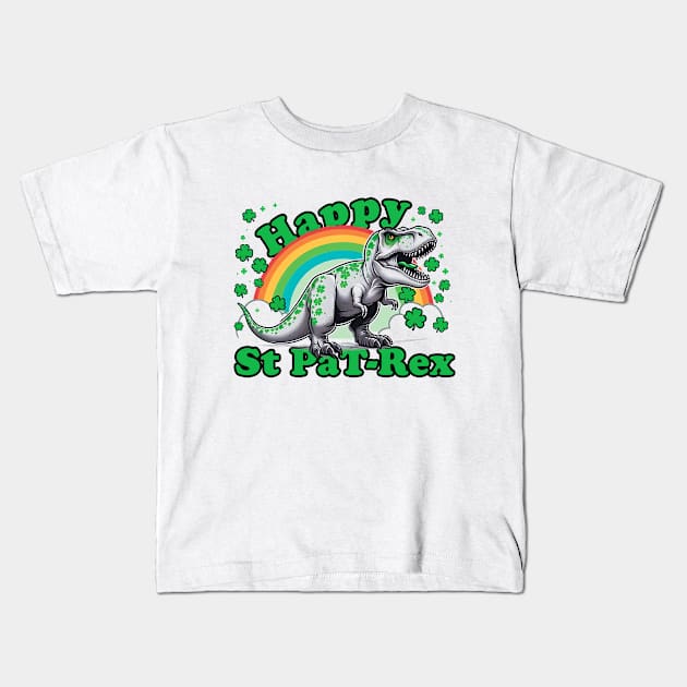 Kids Happy St PaT-Rex Dinosaur Saint Patrick's Day For Boys Girls Kids T-Shirt by click2print